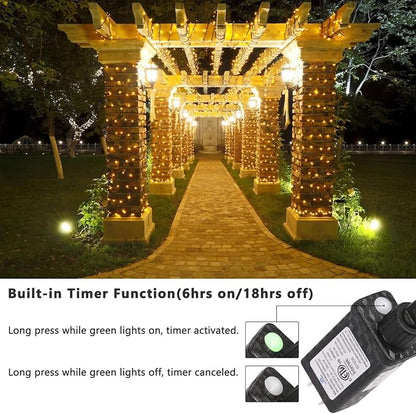 Brizled Outdoor Christmas Lights, 78.74 ft 240 LED Warm White String Lights | Plug in Christmas Tree Lights; Connectable 8 Modes Mini Led Xmas Lights Waterproof for Indoor Outside Christmas Decorations