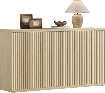 SICOTAS Buffet Cabinet with Storage Accent Sideboard Modern Credenza with Doors & Shelves Fluted Media Console Mid Century Coffee Bar Table for Living Room Kitchen Dining Room Hallway
