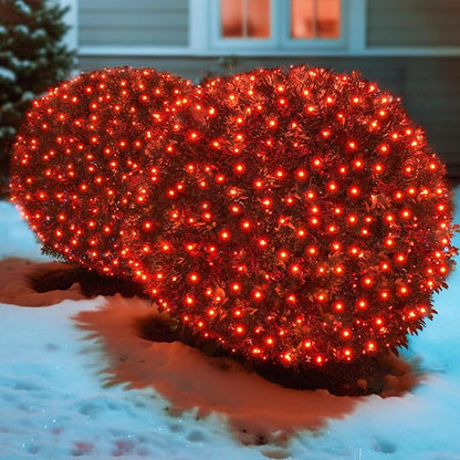 Led Red Christmas Net Lights Outdoor Christmas Bushes Lights 120Led 6ftx5ft, Connectable Outdoor Indoor Mesh Net Lighting for Xmas Holiday, Garden, Lawn, Shrubs, Trees, Bushes Decorations
