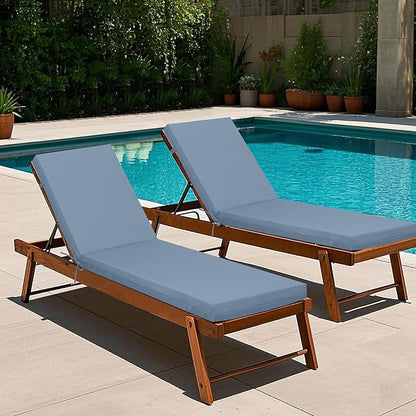 Only choice Outdoor Chaise Lounge Cushion Set of 2, 75" x 24" Lounge Chair Cushion Water-Resistant & Fade-Resistant for Lawn, Pool, Replacement Seat Cushion for Patio (Haze Blue)