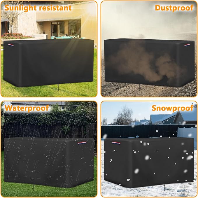56 In Outdoor Storage Deck Box Cover for Rubber Maid Container Bin 134 Gal | 56x28x27,Waterproof Dustproof Heavy Duty Oxford Fabric,for Rubber Made ExLarge Resin Storage Deck Organization (134 Gal)