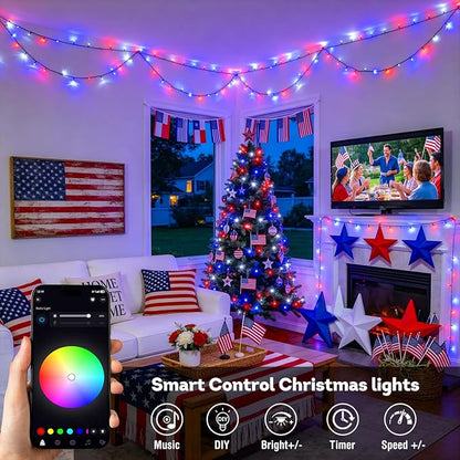 JMEXSUSS Color Changing String Lights, 66ft 200 LED RGB Halloween Lights | Plug in, APP & Remote Control, 16 Million DIY Colors, Waterproof, Smart Christmas Lights for Tree Party Indoor Outdoor Decor