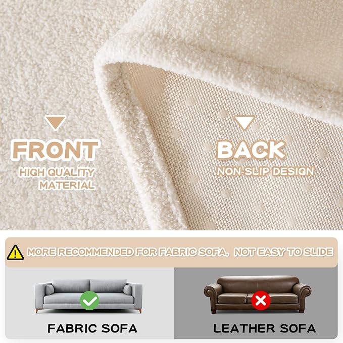 MYSKY HOME White Couch Cover for Dog Pet Friendly Couch Covers for Sofa, Sectional Couch Covers Furniture Covers for Cats Scratching, Non Slip Sofa Covers for Pets Washable, 71" x 118"