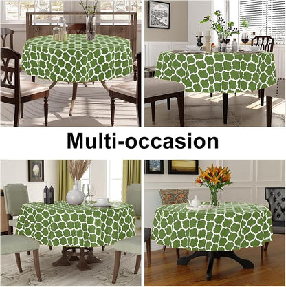 Smiry Round Plastic Table Cloth, Waterproof Vinyl Tablecloth with Flannel Backing for Round Tables, Wipeable & Spillproof for Dining, Camping, Indoor and Outdoor (60" Round, Green)