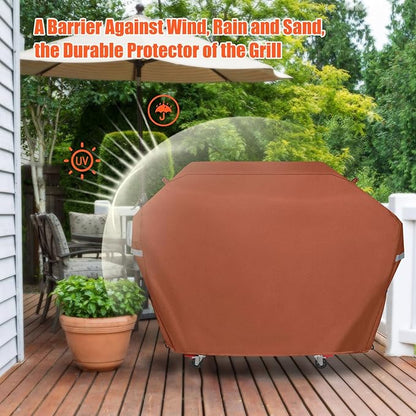 63 Inch Grill Cover for Weber Genesis 300 Series and New 2022 Genesis 300 Grills, Heavy Duty Waterproof Fade Resistant Outdoor BBQ Grill Cover with Elastic Drawstrings, Compared to Weber 7757, Brown
