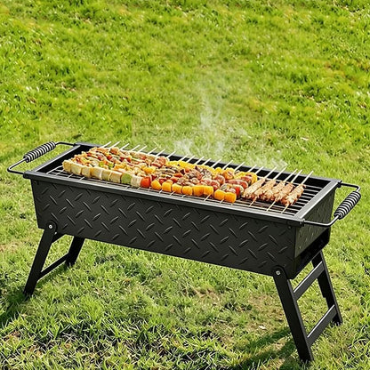 Portable Stainless Steel Mangal Charcoal Grill For Shish Kebab,Steaks,Burgers,Parrilla Para Asar Carne De Carbon,Foldable Barbecue Grill Skewer Asadores for Outdoor Cooking(100cm/39in)