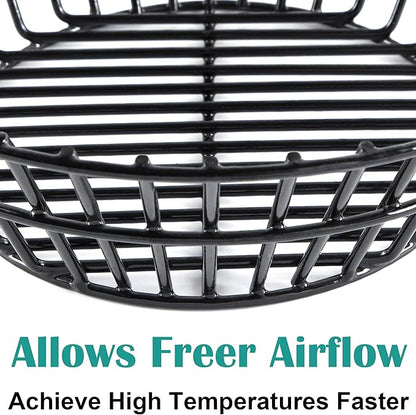 Charcoal Ash Basket for Large Big Green Egg Grill, Kamado Classic, Pit Boss, Louisiana Grills, Primo Kamado and Large Grill Dome, Heavy Duty Porcelain Steel
