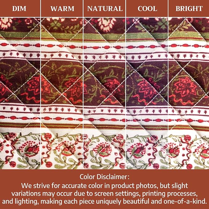 Maison d' Hermine 100% Cotton Oven Mitt & Pot Holder Set (7.5"x13" & 8"x8") | Heat Resistant BBQ Cooking Gloves with Loop Baking Kitchen Hotel Home Farmhouse Thanksgiving Christmas - Reveillon Au Jardin