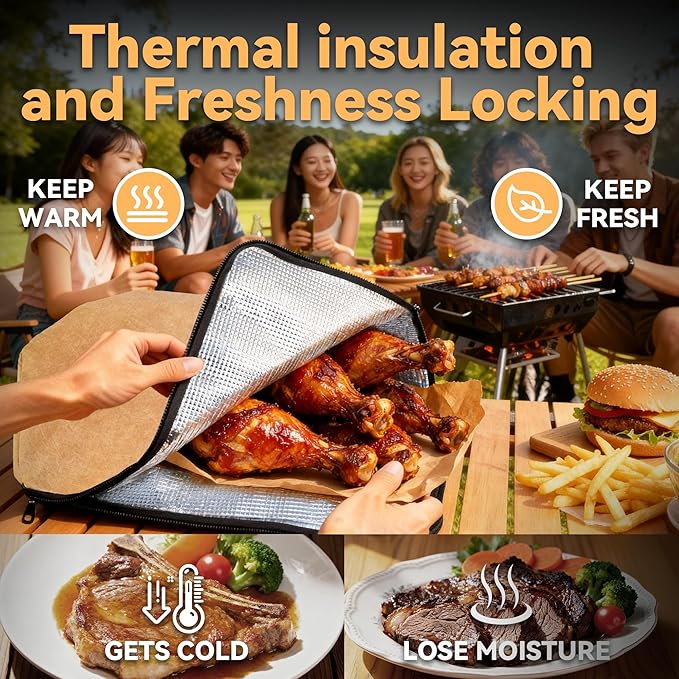 Brisket Blanket-BBQ Blanket for Resting Meat,Insulated Smoker Grilling Bag,Washable Oxford Cloth for Turkey,Steak,Easy to Clean Portable Meat Blanket (21 In),Gifts for BBQ Lovers,Men & Dad