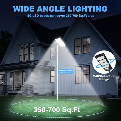 MUCH Solar Street Lights Outdoor 1 Pack, Waterproof with Motion Sensor, 8500K Solar Lights Outdoor, Lamparas Luces Solares para Exteriores Dusk to Dawn Commercial Lighting for Yard Path