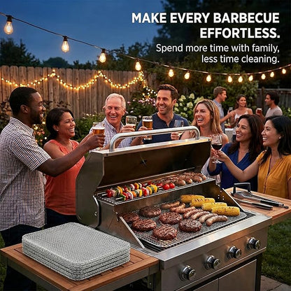 10 Pack Disposable Grill Topper, 15.3x12.2" Non-Stick Aluminum BBQ Grill Mesh Mat, Outdoor Grilling Grates Cover for Meat Veggies Fish, Baking Roasting Tray