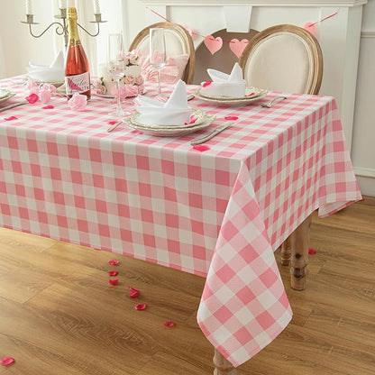 Waterproof Plaid Tablecloth Fabric - Square 58x58 Inch Classic Gingham Checker Table Cloth for Indoor/Outdoor Use - Buffalo Table Cover for Picnics, BBQs, and Parties