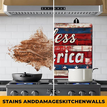 Patriotic Stove Top Cover, Heat Resistant Electric Stove Protector Mat, Large Diatomite Kitchen Counter Mat, Independence Day Decor American Flag Kitchen Accessory (plank, 28x20 Inch)