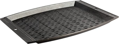 Lodge Pre-Seasoned Cast Iron Rectangle Grill Topper - Use on the Grill - Grilling Pan Designed to Protect Food from Falling Through the Grate - Cast Iron 15 Inch