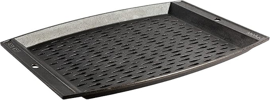 Lodge Pre-Seasoned Cast Iron Rectangle Grill Topper - Use on the Grill - Grilling Pan Designed to Protect Food from Falling Through the Grate - Cast Iron 15 Inch