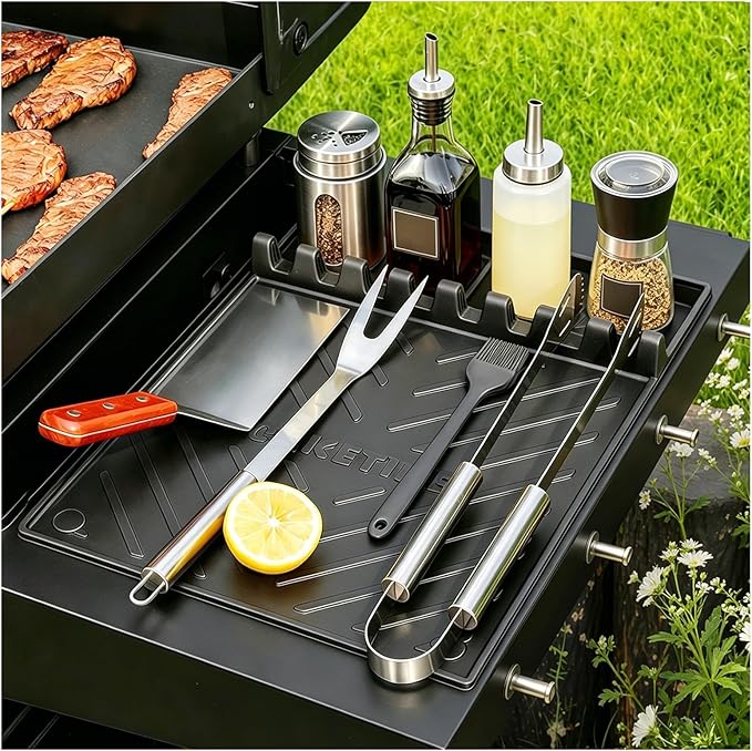CAKETIME Silicone Grill Mats for Blackstone George Foreman Griddle Baking Cooking Kitchen Heat Resistant Camping RV Travel Essential Electric Fryer BBQ Gift Patio Park Garden Outside Summer Must Have