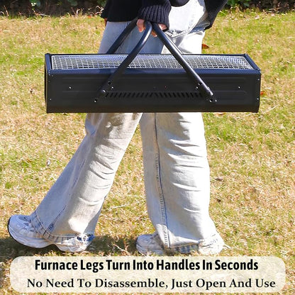 Portable Charcoal BBQ Grill with Foldable Legs Easy to Clean Iron Design Removable Charcoal Tray Ideal for 4 7 People Perfect for Outdoor Cooking (White)