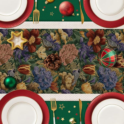 Floral Table Runner,Dining Decor for Kitchen Coffee Table Family Dinners Holiday Parties Wedding Events Decor(13x72 inch)