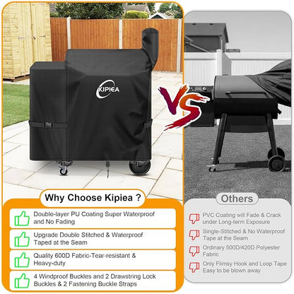 Pellet Grill Cover for Z Grills 700, 600D Waterproof Smoker Cover | Heavy Duty, UV Resistant, No Tear, No Fading, 4 Windproof Buckles, drawstring, 2 side buckles