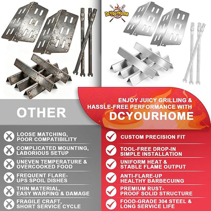 Genesis 300 310 Series Grill Parts Kit for Weber Genesis E310 E330 S310 E320 S330 EP310 S310 S320 EP330 Parts, SUS 304 Stainless Steel Flavorizer Bars Heat Deflector Burner Tube Kit, 7620 7622 62752