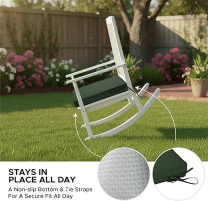 Outdoor Chair Cushions, Set of 6, 22 x 22 Inch, Olive Green | Water Resistant, Fade Resistant, Patio Furniture Square Seat Replacement, Removable Cover with Ties, Non-Slip Bottom