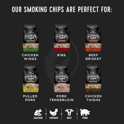 Fire & Flavor Premium All Natural Hardwood Smoking Chips, 3-Pack, 2 Pounds, Apple, Hickory, Cherry