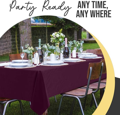 Exquisite 66% Thicker Premium Plastic Table Cloth Rectangle Table Cover 0.5 Mil 12 Pack Plum Table Cloth 54 Inch x 108 Inch Disposable Tablecloth Won't Tear Easily Like Cheap Thin Brands
