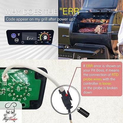 RTD Probe Sensor Replacement for Pit Boss Grill and Smoker, Internal Grill Probe Replacement for PB1000XL-025-R00 V2 (70123-AMP), Ambient Temperature Probe for Pit Boss
