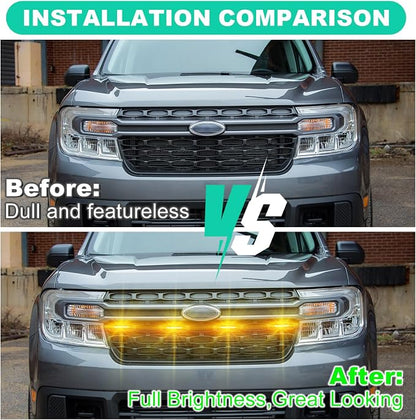 Front Grille Led Light For 2022 2023 2024 Ford Maverick XLT Raptor Style Grill Lights,Maverick Accessories (Only Fit XLT-Amber)