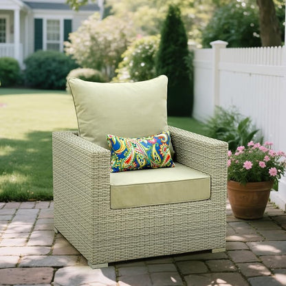 Outdoor Seat Cushion Set 23.5 x 25 Inch,Olefin Deep Seat Patio Cushions,Patio Furniture Cushions with Removable Cover,Rain-Proof and Fade Resistant Deep Seat Bottom & Back Cushion with Pillow,1 Set