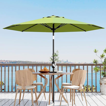 Garvee 9 ft Outdoor Patio Umbrella 8 Sturdy Ribs Outdoor Table Umbrella with Crank Lift & Push Button Tilt - UV Protection Waterproof Market Umbrellas for Pool, Deck, Yard, Garden, Grass Green