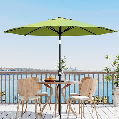 Garvee 10FT Patio Umbrella 8 Sturdy Ribs Outdoor Table Umbrella,Grass Green | Crank Lift & Push Button Tilt - Market Umbrella for Pool, Deck, Yard, Garden