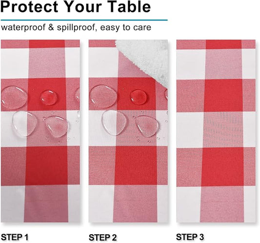 Hiasan Checkered Square Tablecloth - Stain Resistant, Waterproof and Wrinkle Resistant Washable Table Cloth for Dining Room, 54 x 54 Inch, Red and White Gingham Pattern