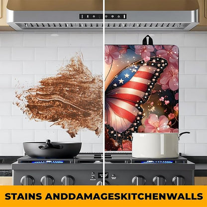 Patriotic Stove Top Cover, Heat Resistant Electric Stove Protector Mat, Large Diatomite Kitchen Counter Mat, Independence Day Decor American Flag Kitchen Accessory (butterfly, 28x20 Inch)