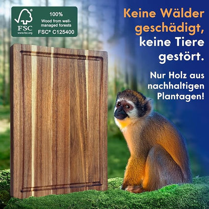 Non-Toxic Acacia Wood Cutting Board, Mineral Oil & Plastic Free, 16x11 in (Pack of 2)