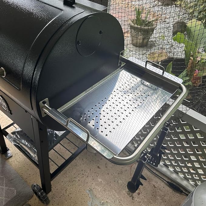BBQ-PLUS Stainless Steel Grill Side Shelf for Pit Boss 700/820/1000 Series Pellet Grills, Grill Shelf Attachment with Serving Tray, Pellet Grill Accessories for Pit Boss