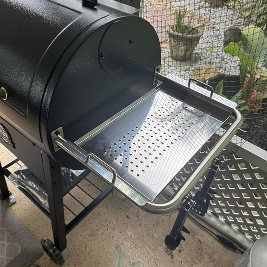 BBQ-PLUS Stainless Steel Grill Side Shelf for Pit Boss 700/820/1000 Series Pellet Grills, Grill Shelf Attachment with Serving Tray, Pellet Grill Accessories for Pit Boss