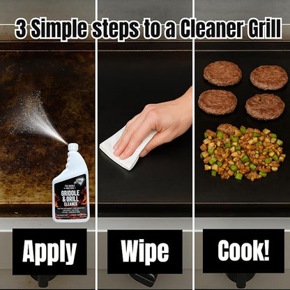 Griddle & Grill Cleaner – Flat Top Griddle Cleaner, Food-Contact Safe 1-QT | Flat Top Griddle Cleaner, Non-Caustic, Food-Contact Safe, Unscented, Residue-Free