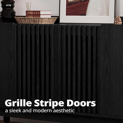 IRONCK Storage Cabinet with Grille Doors, Black | 2 Adjustable Shelves