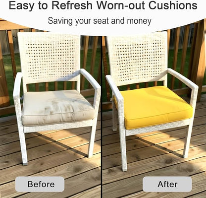 NettyPro Patio Chair Seat Cushion Covers Set 4, Waterproof Outdoor Furniture Cushion Slipcovers with Zipper and Tie, 24 x 24 x 4 Inch, Replacement Cover Only, Yellow