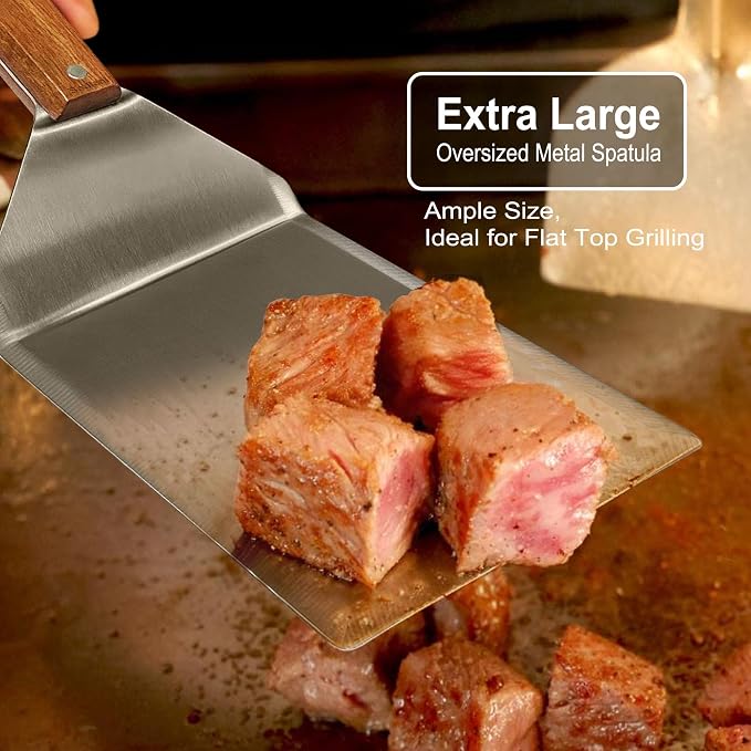 Thicker Metal Griddle Spatula Smash Burger Spatula | Stainless Steel Barbecue Grill Tool, Grill Accessories for Blackstone,Full Tang Handle,Beveled Edges,Thicker Steel Blade