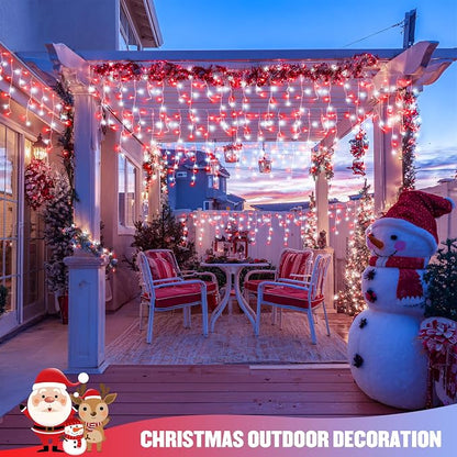 JMEXSUSS 400 LED 38.8 Ft Red and White Icicle Christmas Lights for Outside | Connectable Icicle String Lights Plug in with Remote, 8 Modes Christmas Lights Indoor Outdoor for Party Christmas Eave Decor