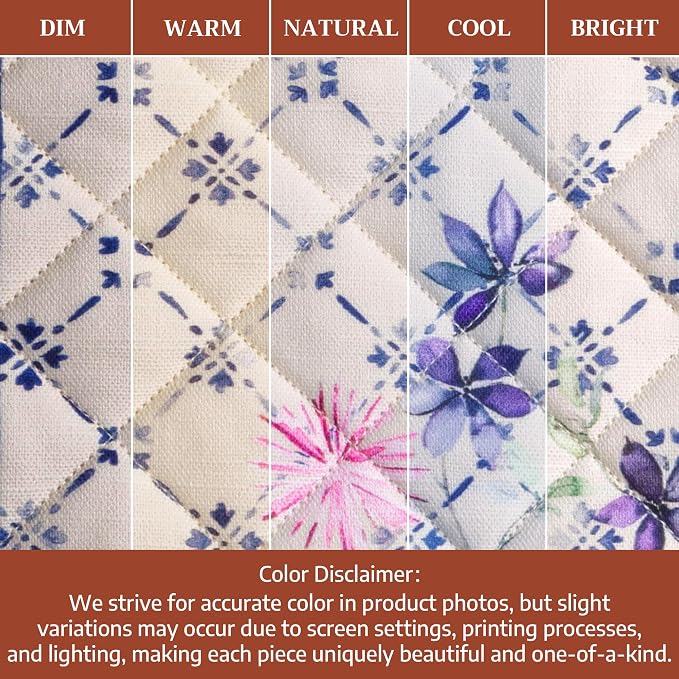Maison d' Hermine 100% Cotton Oven Mitt & Pot Holder Set (7.5"x13" & 8"x8") | Heat Resistant BBQ Cooking Gloves with Loop Baking Grilling Kitchen Hotel Home Farmhouse Spring Summer - Faience