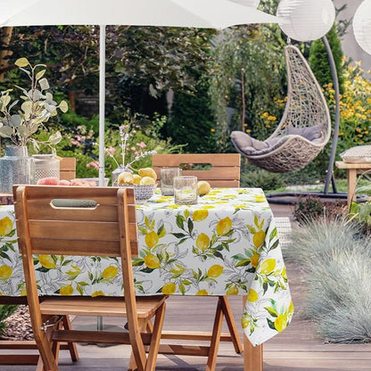 Outdoor Tablecloth with Umbrella Hole Lemon Print Outdoor Table Cover, Windproof & Easy Install Patio Tablecloth for Picnic, Garden, Backyard & Summer Parties 60 x 84 in
