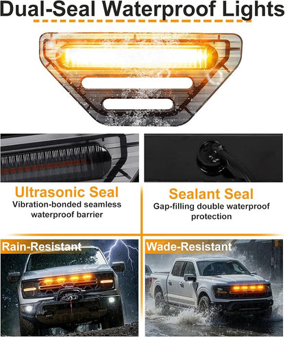LED Grill Lights for Ford F150 2024-2026 Accessories Tremor Only, Amber | Direct-Snap F150 Front Grille Marker Lights, OEM-Style Fit, IP68 Waterproof, Raptor-Style Front-End Upgrade, Off-Road Ready