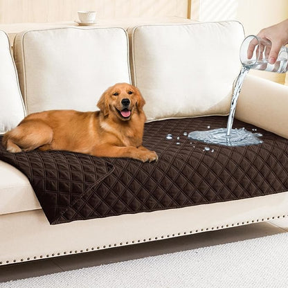 Smiry Waterproof Reversible Pet Couch Covers for Dogs | Pet Friendly, Soft Fabric, Washable Sofa Furniture Protector for Dogs Cat Kids, Checkered (30"x70", Chocolate/Chocolate)