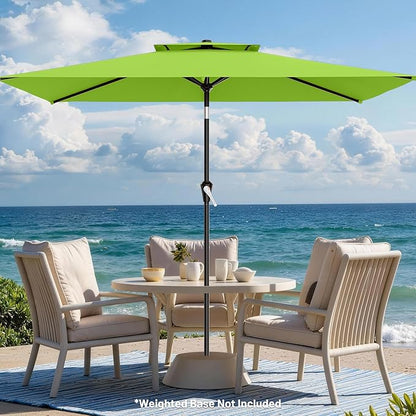 AreShark 6.5'x10' 2 Tiers Rectangular Patio Umbrella - Outdoor Umbrella Waterproof UV Protection, Market Table Umbrella w/Push Button Tilt for Pool, Lawn, Balcony(Apple Green)