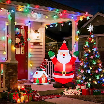 JMEXSUSS 2 Pack Solar String Lights Outdoor, 50 LED 30.6ft, Snowflake | Outdoor Waterproof, Multicolor, 8 Modes Solar Christmas Lights for Garden Patio Yard Tree Party Christmas Decorations