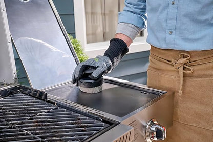 Cuisinart 3-in-1 Chainmail Grill Cleaner, Bristle-Free Dual Function Heavy-Duty Grill Brush with Removable Head, Worry-Free Stainless Steel Steam Clean BBQ Scrubber for Grills & Griddle