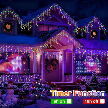 YEGUO 33ft 400 LED Icicle Christmas Lights Outdoor Waterproof, 80 DropsIcicle Light Indoor, 8 Modes Icicle Xmas Lights with Memory Timer(Multicolor)